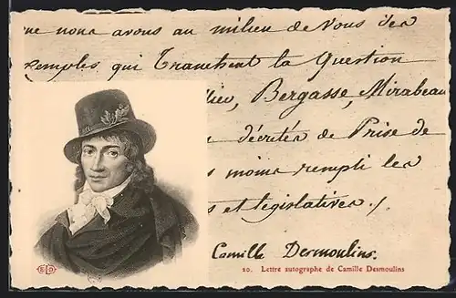 AK Lettre autographe de Camille Desmoulins, französische Revolution