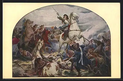 AK Der Grosse Kurfürst von Preussen zu Pferd inmitten einer Schlacht