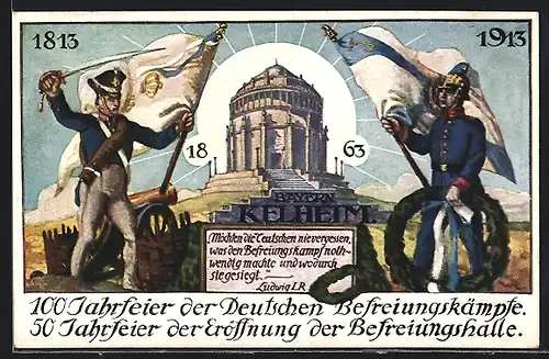 AK Deutsche Soldaten vor der Befreiungshalle in Kelheim, 100 Jahr Feier 1813-1913