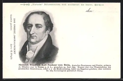 AK Befreiungskriege, Portrait von Heinrich Friedrich Karl Freiherr vom Stein