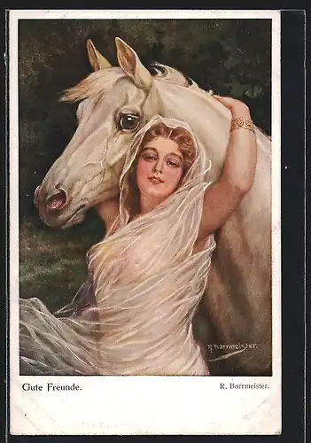 Künstler-AK R. Borrmeister: Gute Freunde, Maid und Pferd