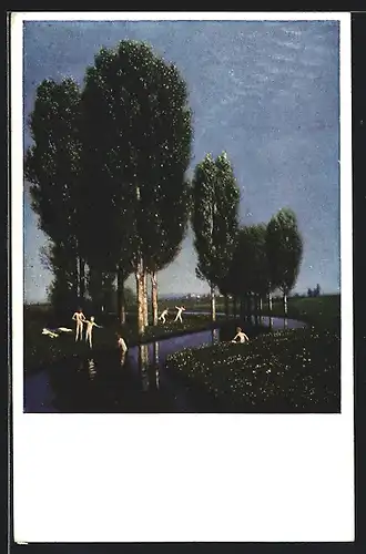 Künstler-AK Arnold Böcklin: Der Sommertag, Badende