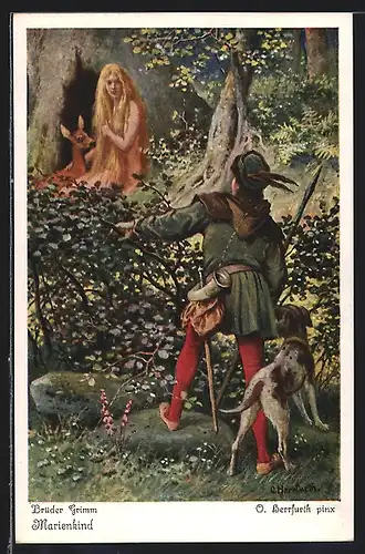 Künstler-AK Oskar Herrfurth: Szene aus dem Märchen Marienkind