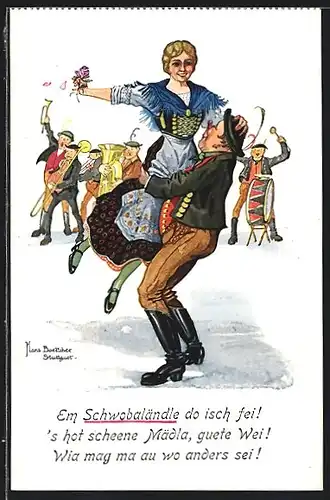 Künstler-AK Hans Boettcher: Schwobaländle, Bauerntanz