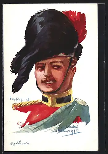 Künstler-AK Em. Dupuis: Highlander, Schottischer Soldat