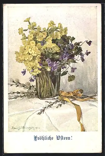 Künstler-AK Deutscher Schulverein Nr. 1553, Hans Götzinger: Wiesenblumen in der Vase