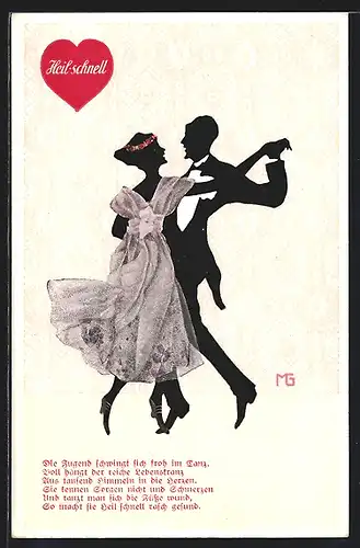 Künstler-AK Marte Graf: Ein schöner Walzer, Schattenbild