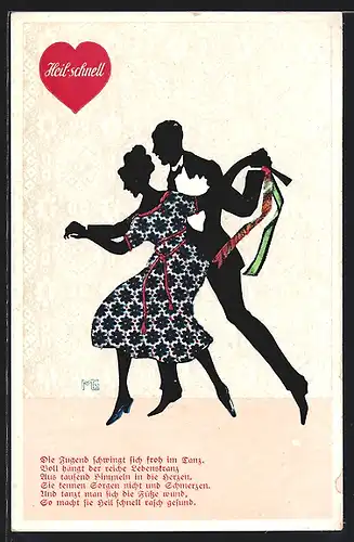 Künstler-AK Marte Graf: Ein schicker Zweischritt, Mann & Frau tanzen miteinander