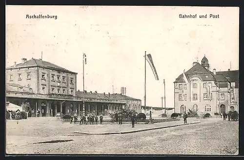 AK Aschaffenburg, Bahnhof und Post