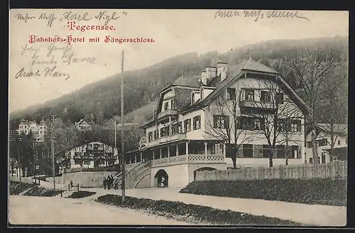 AK Tegernsee, Bahnhofshotel mit Sängerschloss