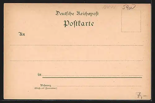 Lithographie Siegen, Post, Kaiser Wilhelm-Denkmal, Ortspanorama