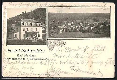 AK Bad Marbach, Hotel Schneider im Sonnenschein, Ortsansicht