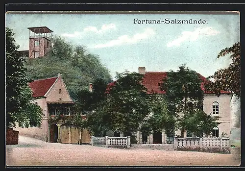 AK Salzmünde, Gasthaus Fortuna mit Aussichtsturm