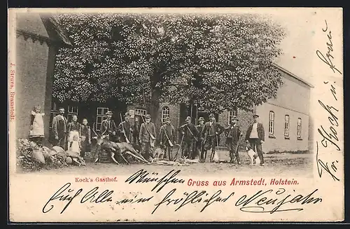 AK Armstedt /Holstein, Gasthof Kock mit Jägern