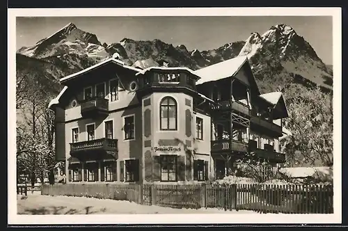 AK Garmisch /Bayerische Alpen, Hotel-Pension Förtsch im Schnee