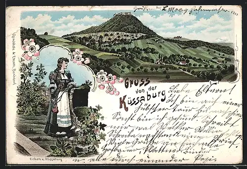 Lithographie Küssaburg, Ortsansicht, Elisabeth v. Küssaburg