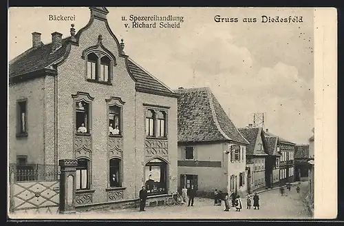 AK Diedesfeld, Bäckerei und Spezereihandlung in der Kreuzstrasse