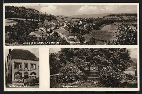 AK Meurich /Saarburg, Gasthaus zur Post, Kriegerdenkmal