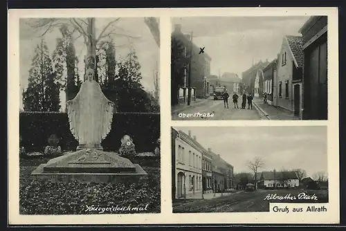 AK Allrath, Blick in die Oberstrasse, Kriegerdenkmal