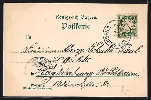 Lithographie Claushof /Bad Kissingen, Kgl. Forsthaus mit Pension