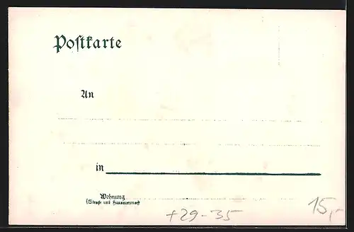 Passepartout-Lithographie Gunzenhausen, Strasse Schranne mit Realschule, Distrikts-Krankenhaus