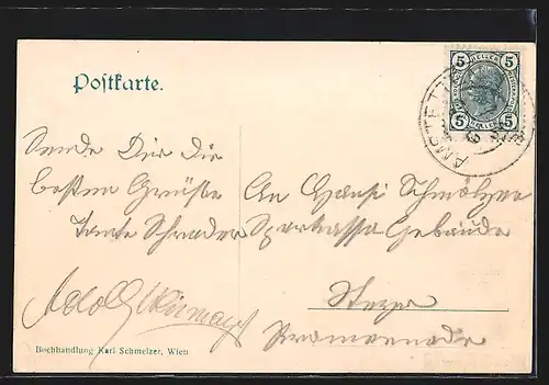 AK Amstetten, Strassenpartie mit Hotel Schmidl