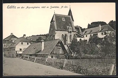 AK Edlitz an der Aspangbahn, Ortspartie mit Handlung