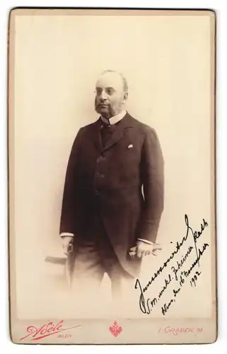 Fotografie Adele, Wien, Portrait Jansenowitsch, wirklicher Geheimrat seiner Majestät, mit Autograph, 1902