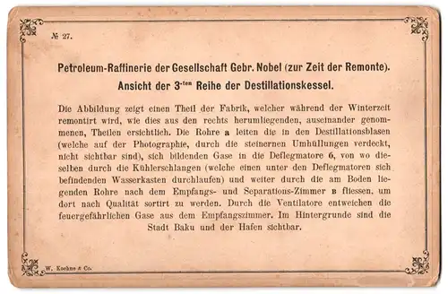 Fotografie W. Koehne & Co., Ansicht Baku, Petroleum Raffineri der Gesellschaft Gebr. Nobel Branobel vor Baku, 1883