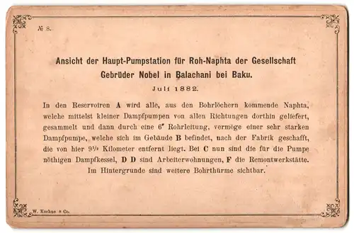 Fotografie W. Koehne & Co., Ansicht Balachani, Naptha Haupt Pumpstation Gesells- Gebr. Nobel Branobel, Bohrtürme, 1882