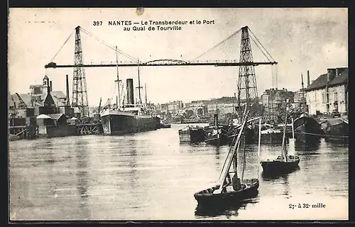 AK Nantes, Le Transbordeur et le Port au Quai de Tourville, Schwebefähre