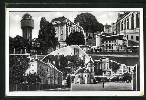 AK Lundenburg, Markplatz, Turm, Verwaltungsgebäude