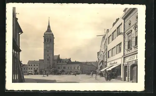 AK Wischau / Vyskov, Marktplatz mit Denkmal