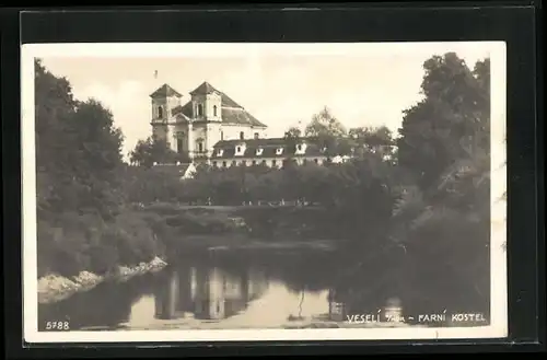 AK Veseli, Blick auf Schloss am Wasser