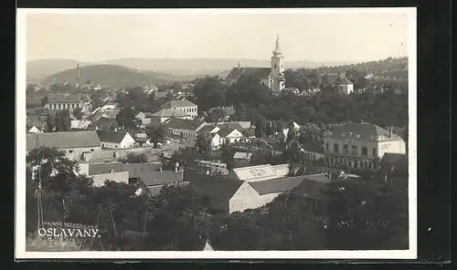 AK Oslavany, Ortsansicht mit Kirche