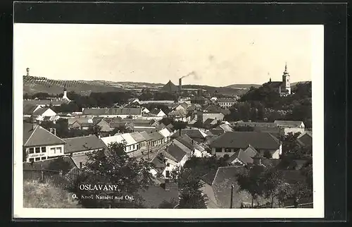 AK Oslavany, Ortsansicht mit Kirche