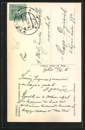 AK Wischau / Vyskov, Radnice, Mariánský sloup