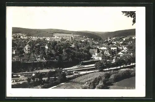 AK Bilovice, Ortsansicht mit Kirche