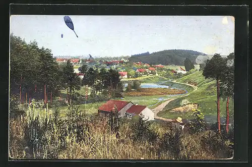 AK Jedovnice, Ortsansicht aus der Vogelschau