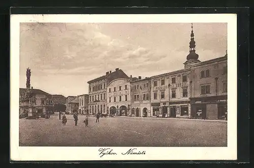 AK Wischau / Vyskov, Marktplatz miz Denkmal