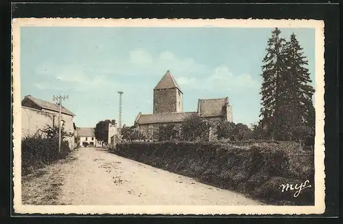 AK Saint-Sulpice-le-Dunois, L`Église, Strassenpartie mit Kirche