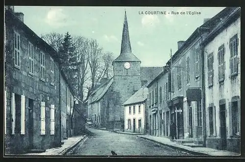 AK La Courtine, Rue de l`Eglise, Strassenpartie