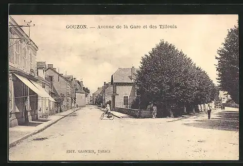 AK Gouzon, Avenue de la Gare et des Tilleuls