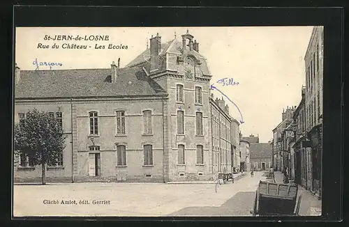 AK Saint-Jean-de-Losne, Rue du Chateau, Les Écoles