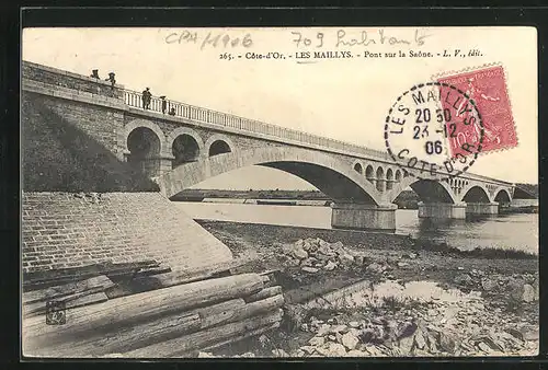 AK Les Maillys, Pont sur la Saone