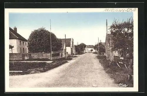 AK Aubigny-en-Plaine, La Rue Principale vue de la Place