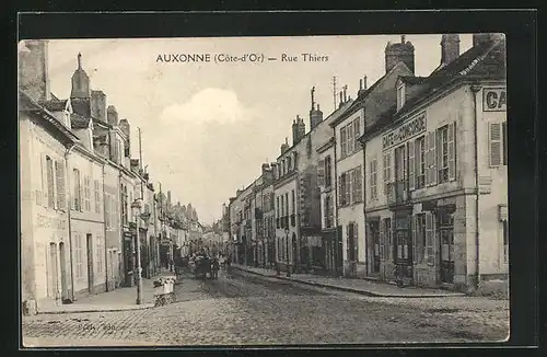 AK Auxonne, Rue Thiers, Café du Concorde