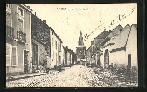 AK Vitteaux, la Rue de l'Eglise