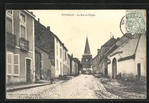 AK Vitteaux, la Rue de l'Eglise
