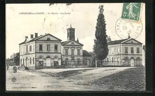 AK Lamarche-sur-Saône, La Mairie - Les Écoles, Strassenpartie